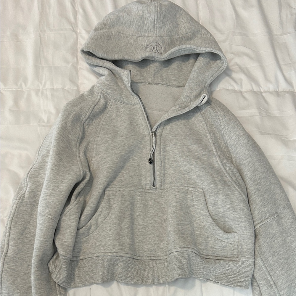 Lululemon Heather Gray Cropped Half-Zip Hoodie